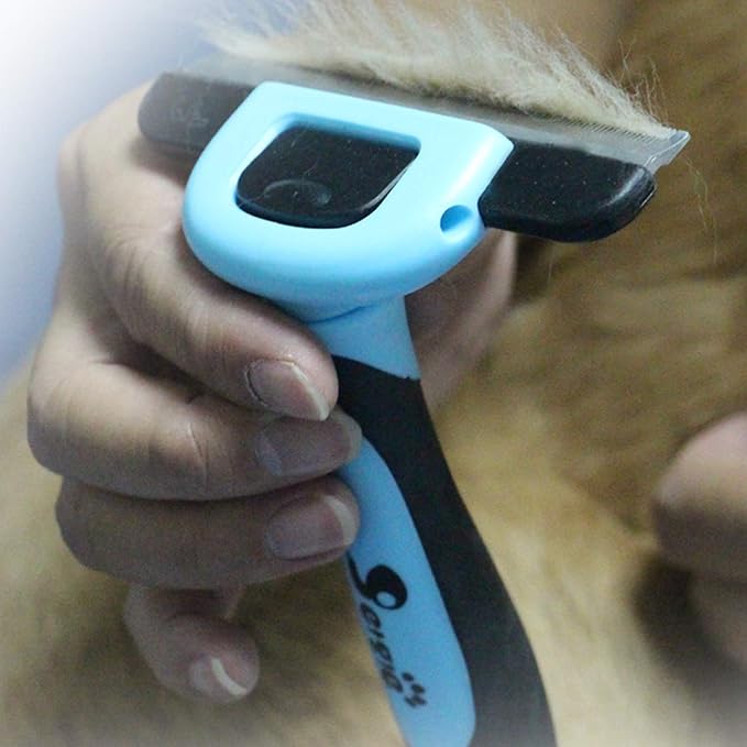 Effective Deshedding Brush and Large Dog Comb - Professional Grooming Tools for Dogs and Cats to Reduce Undercoat Shedding-PawvioPets