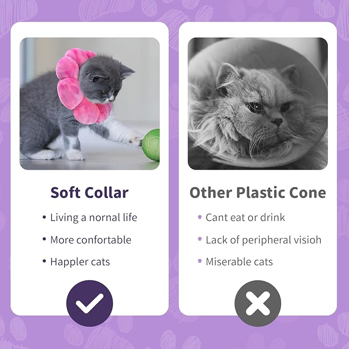 Dog Cat Surgical Recovery Cone, Pet Protective Collar, Soft Neck Cone to Stop Licking Wound for Cats & Kittens, Small Dogs After Surgery-PawvioPets