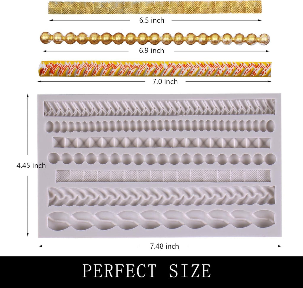 Scroll Lace Fondant Molds, Baroque Chocolate Frame Decor, Clay Frame Relief Mould for Birthday Wedding Cake Decoration Cupcake Topper Pie Crust Candy Resin Clay Furniture Corner Border, Gray