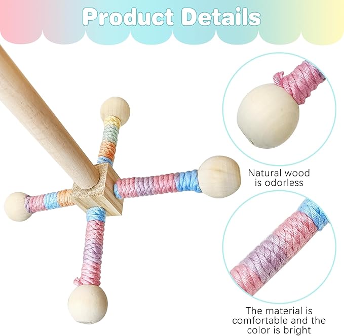 BNOSDM Bird Rope Perch with Stand Perch Toy Set Bendable Rope Perches Wooden Spinning Exercise Wheel Toy Parrot Cage Accessories for Parakeets, Conures, Lovebirds, Budgies, Cockatiels (Rainbow Color)-PawvioPets