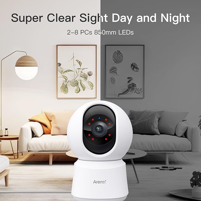 ARENTI 5G Indoor Security Camera, 4MP Pet Camera with Speaker for Dog/Cat, Baby Monitor with Phone App, Dual-Band WiFi, Auto Tracking, Super Night Vision, 2-Way Talk, Cloud & SD Card Storage(P2Q 2PC)-PawvioPets