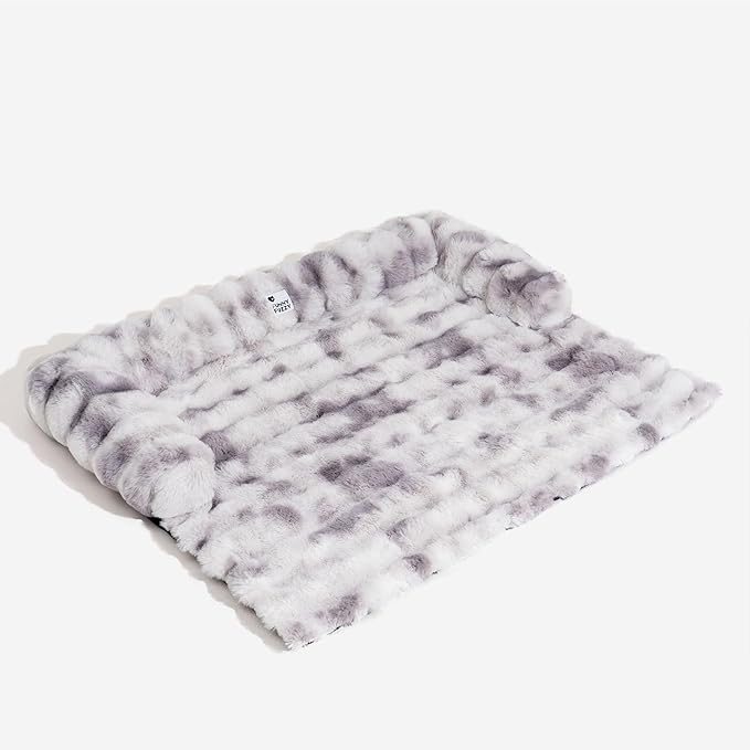FUNNY FUZZY Pet Fluffy Fuzzy Couch Cover, Calming Washable Dog Bed Sofa Protector Pets Mat for Small Medium Dogs and Cats (Tie-dye Grey,33.45 × 28.35 × 5.51 in)-PawvioPets