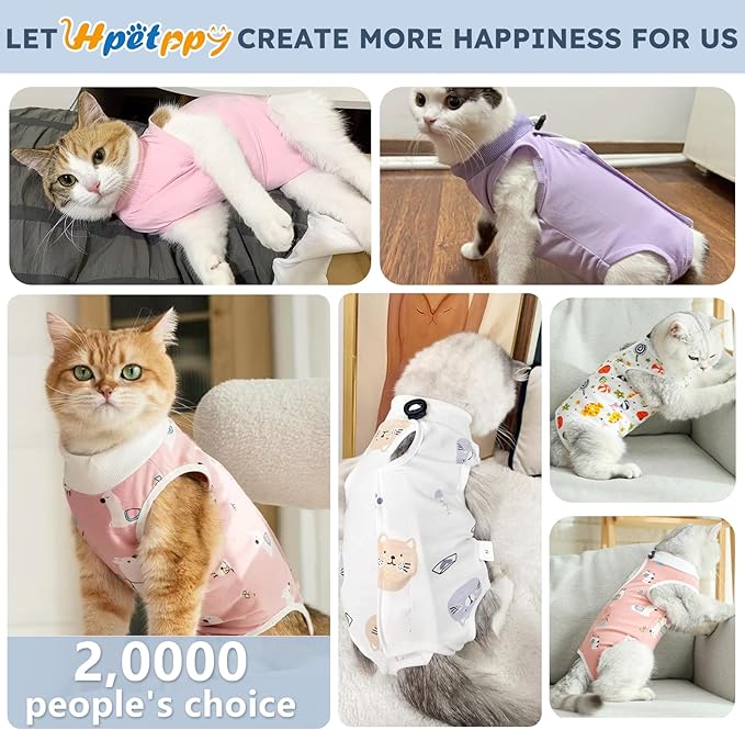 Cat Recovery Suit for Spay Abdominal Wounds, Breathable Cat Onesie for Cats After Surgery Female, Kitten Surgical Recovery Suit Female Cone of Shame Alternative for Cats Anti Licking-PawvioPets