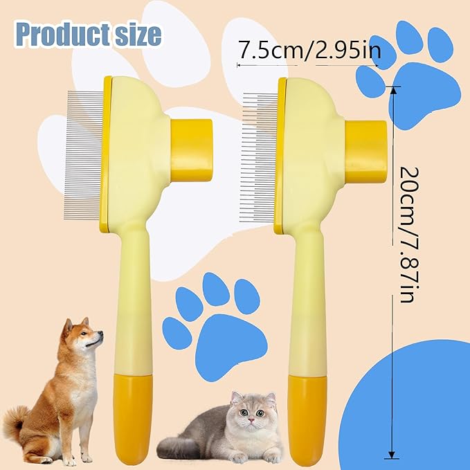 Flea Comb for Dogs and Cats with Release Button Fine Tooth Dog Comb for Grooming Massaging and Cleaning Remove Fleas Eggs Pet Hair Removal for Short and Long Hair 2 Pack-PawvioPets