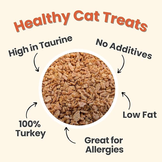 Farm To Pet - Cat Treat Crumbles - 3 oz Single Ingredient Turkey Cat Treats or Snacks - Healthy for Indoor Cats and Kitten- Essential Products (Mix with Wet or Dry Food)-PawvioPets