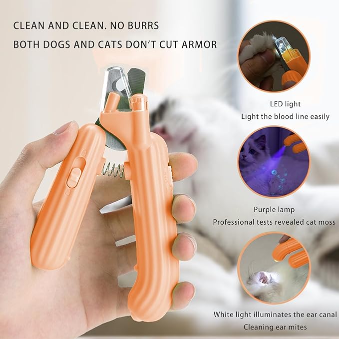 Cactus Shaped Cat Nail Clippers - Durable, Ergonomic Pet Grooming Tool for Cats & Kittens - Safe, Sharp, and Comfortable Claw Trimmer(Orange)-PawvioPets