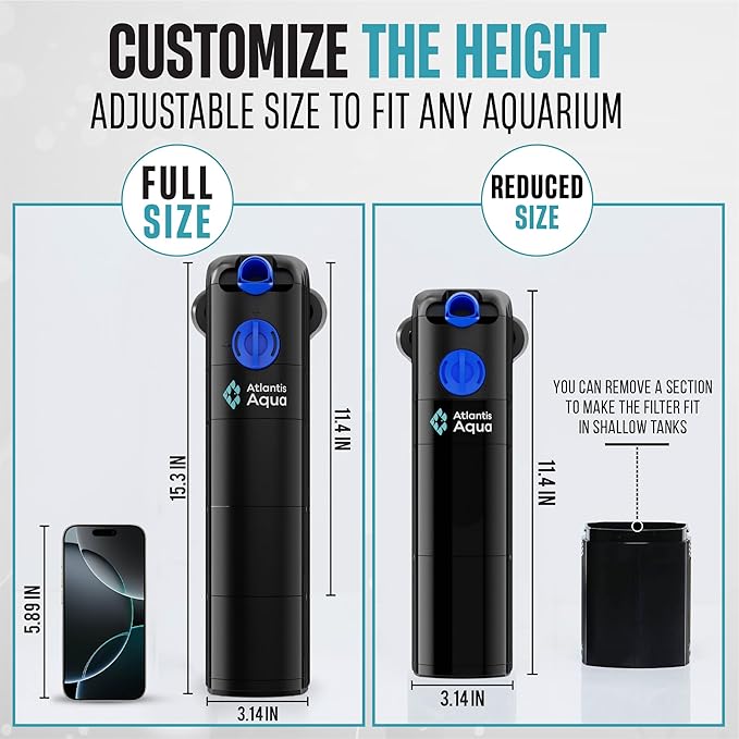 55 Gallon Fish Tank Filter to 100 Gallon Fish Tank Filter | Silent Fish Tank Filter | Large Fish Tank Filter | Submersible Aquarium Filter, 75 Gallon Fish Tank Filter, in Tank Aquarium Filter-PawvioPets