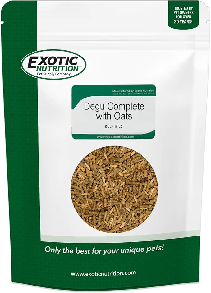 Exotic Nutrition Degu Diet (18lb) - Nutritionally Complete Healthy Pellet Diet with Whole Oats - for Domesticated Pet Degus-PawvioPets