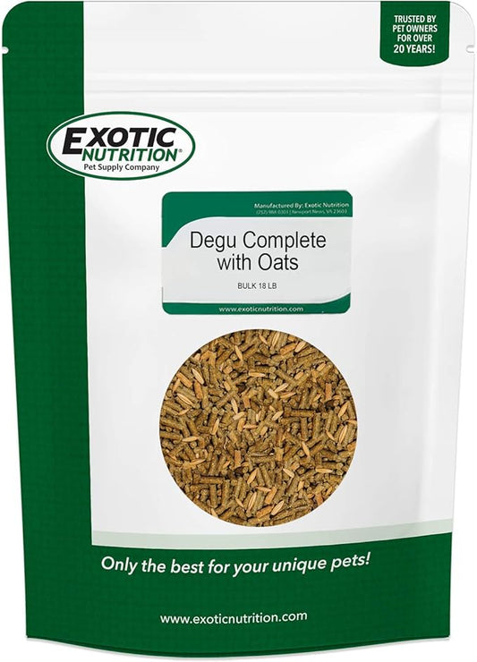 Exotic Nutrition Degu Diet (18lb) - Nutritionally Complete Healthy Pellet Diet with Whole Oats - for Domesticated Pet Degus-PawvioPets