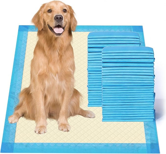 Gardner Pet Ultra Absorbent Thicker Dog Pee Pads Extra Large XL 28"x34" Leak-Proof Odor-Control Blue Puppy Training Pads Full Edge-Wrapping Pad for Dogs Dogs, Puppies, Doggie, Cats, Rabbits - 50 Ct-PawvioPets