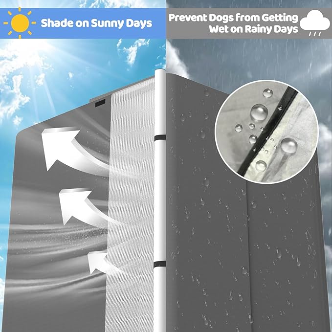 48” Extra Large Dog House-2-in-1 Extra Large Dog House with 8.5” Elevated Dog Bed-Weatherproof Waterproof Outdoor Dog House,Easy to Clean-PawvioPets