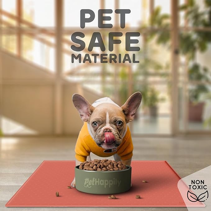 Dog Food Mat - 28x18 Raised Edges Dogs Mat for Food and Water Prevent Spill, Waterproof Cat Food Mats Protect Floors, Easy Clean Dog Bowl Mats for Food and Water, Silicone Pet Feeding Placemats-PawvioPets