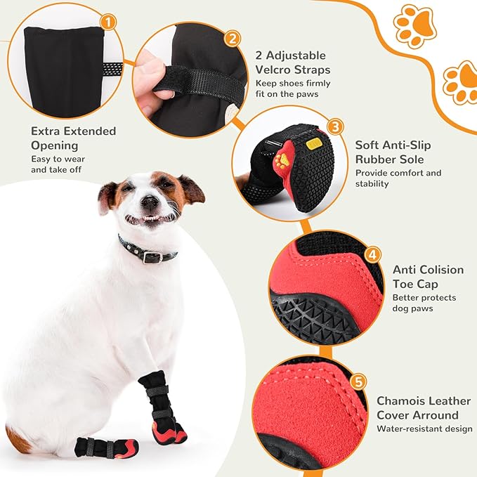 Dog Shoes for Medium Large Size Dogs, Breathable Dog Shoe for Hot Pavement, Dog Booties and Paw Protectors to Prevent Licking, Anti-Slip Dog Boots with Reflective for Summer, Hiking, Snow (Size 1)-PawvioPets