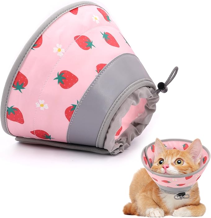 Cat Cone Collar Soft, Comfortable Cat Recovery Collar Pet Cone for Small Large Cats, Lightweight Elizabethan Collar for Cats Kittens After Surgery Prevent from Licking Wounds, Pink, L-PawvioPets