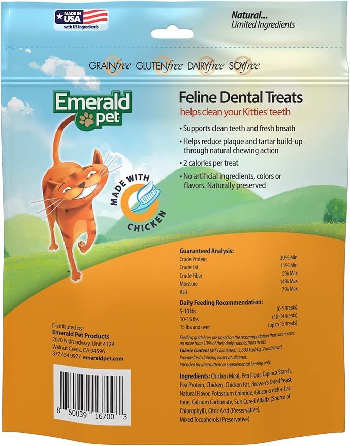 Feline Dental Treats — Tasty and Crunchy Cat Treats Grain Free — Natural Dental to Clean Teeth, Freshen Breath, and Reduce Plaque and Tartar Buildup — Chicken, 32 oz-PawvioPets