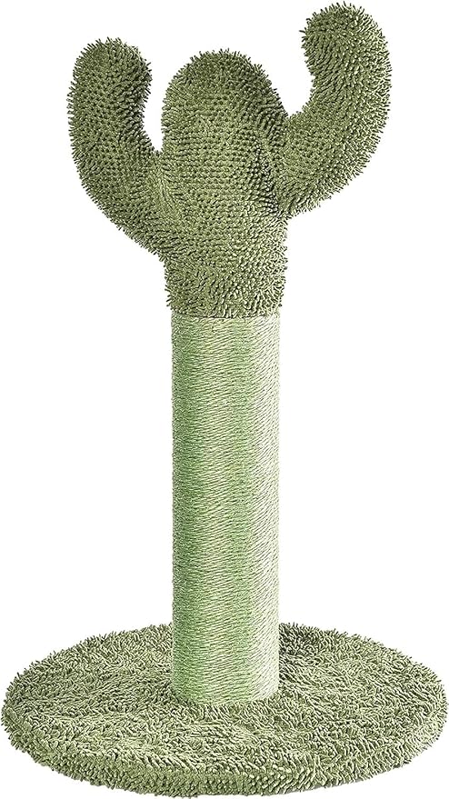 Amazon Basics Cat Scratcher - Indoor Cactus Single Cat & Kittens Scratching Post with Dangling Ball, Medium (25.6"H) - Green-PawvioPets