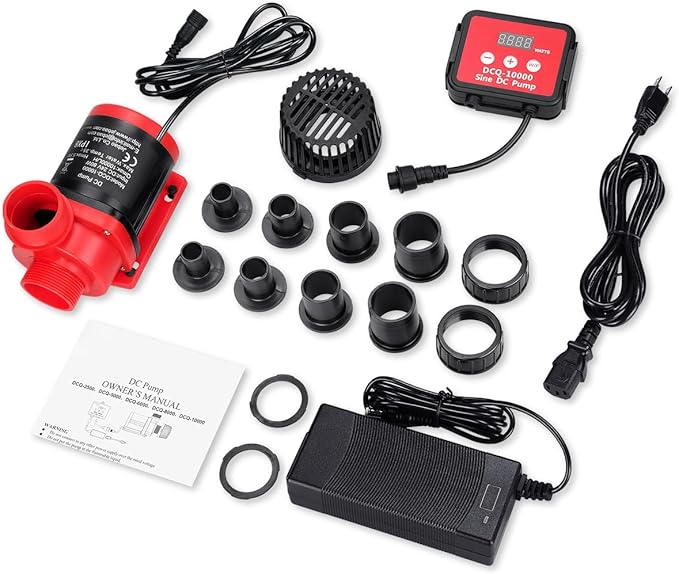 2640GPH 80W Aquarium DC Retrun Pump With LCD display Controller,DC24V 18FT Lift Controllable water pump for fresh and marine water fish tank,100 speeds ECO Quiet inline and submersible pump-PawvioPets