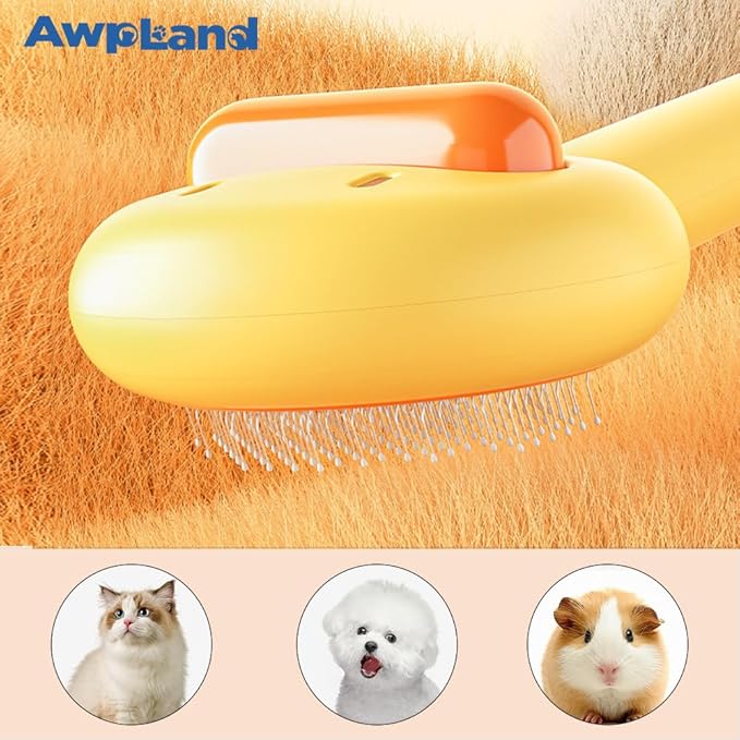 Cat Brush for Short or Long Haired Cats Dogs Rabbits, Cute Dog Brush with Release Button for Massage and Removes Loose Fur, Dog Hair Brush Dog Grooming Deshedding Brush-PawvioPets