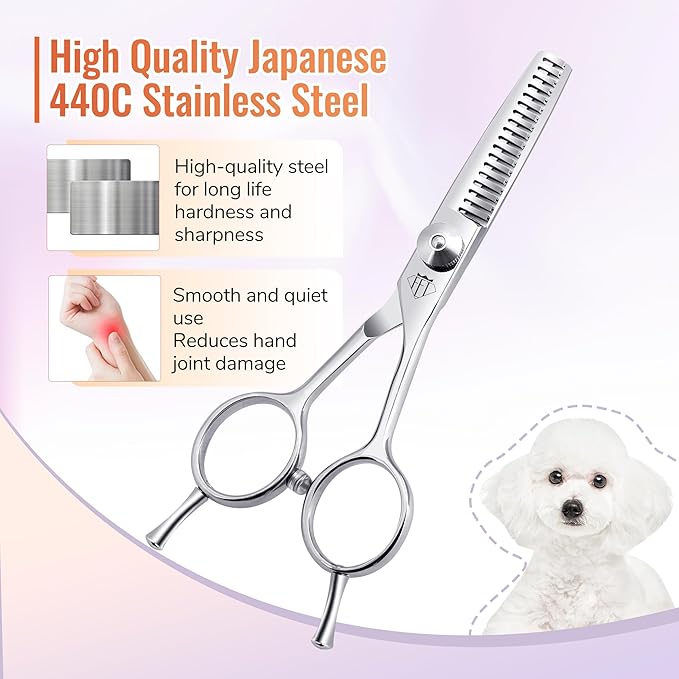 Dog Grooming Scissors: 4.75" Pet Thinning Shears Made Of Advanced Stainless Steel Alloy for Trimming Dogs Cats and Other Pets Face and Paws-PawvioPets