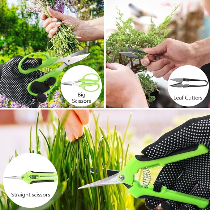 Bonsai Tool Kit, 21 Pcs Gardening Tools Set Include Garden Pruning Shears, Plant Trimming Scissors, Training Wire, Succulent Tool, Leather Bag Storage, Gardening Gifts for Women, Plant Lovers-PawvioPets