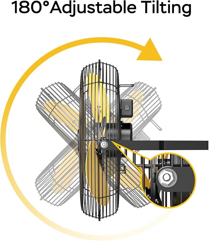 2800 CFM 12" Industrial Wall Mount Fan, High Velocity 3-Speed Professional Metal Wall Mounted Fan with Sealed Motor, Heavy Duty Fan Indoor for Covered Patio, Greenhouse, Gazebo, and Garage, UL Listed-PawvioPets