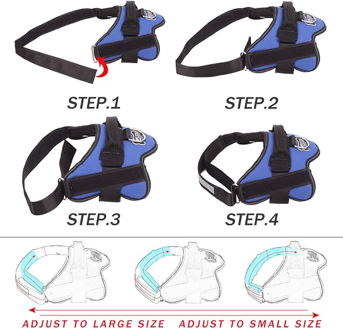 Bolux Dog Harness, No-Pull Reflective Dog Vest, Breathable Adjustable Pet Harness with Handle for Outdoor Walking - No More Pulling, Tugging or Choking (Blue, S)-PawvioPets