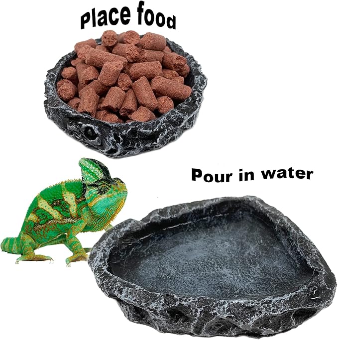 2 Pack Reptile Feeding Dish Corner Bowl, Reptile Water Dish Food Bowl Feeding Terrarium Bowls for Bearded Dragon Lizard Frog Gecko Tortoise Hermit Crab-PawvioPets