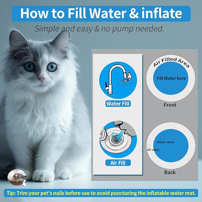 cat Cold pad, Portable Water-Filled cat and Dog, Interactive cat Toy, Suitable for All Kinds of Pets, Keeping Your Pets Cool in Summer-PawvioPets