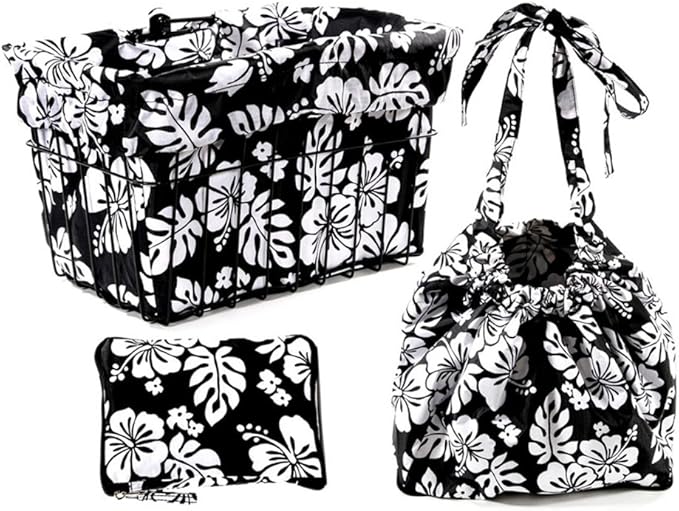 Cruiser Candy Bike Basket Liner Waterproof, Universal Fit for Most Bike Baskets, Stylish 2in1Tote, Bike Basket Cover, EBiKE Front Wire Or Wicker Bike Baskets Fits Up to 15x12x10-PawvioPets