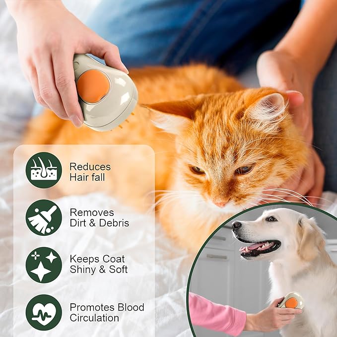 3 In 1 Pet Brush for Shedding, Portable Hair Removal Tool for Cats and Dogs, Deshedding Grooming Brush for Indoor Pets-PawvioPets