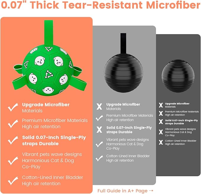 Dog Toys Ball, Durable Dog Soccer Ball with Straps, Interactive Dog Toys for Tug of War, Water Pool Puppy Toys for Indoor/Outdoor – Fun Dog Birthday Gift for Small & Medium Dogs, 6 Inch-PawvioPets