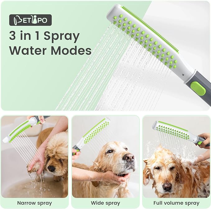 Dog Shower Attachment, Pet Shower Head for Fast and Easy Bathing and Cleaning, Dog Shower Wand With Metal T-Diverter, 8-Foot Hose T-Diverter Adapter For Indoor and Outdoor-PawvioPets