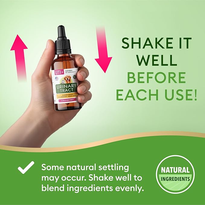 Dog UTI Treatment & Cat Urinary Tract Infection Treatment, Natural Herbal Liquid UTI Medicine, Organically Grown Cranberry Extract, Supports Urinary and Digestive Health, 2 fl oz, Made in USA-PawvioPets