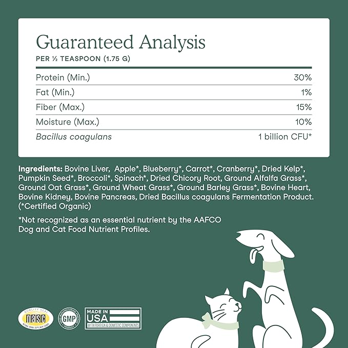 Fera Pets Whole Food Multivitamin Cat & Dog Food Topper with Probiotics, Antioxidants, & Essential Dog Vitamins & Minerals - Nutrients from Fruits, Vegetables, & Organ Meats - 3.7 oz-PawvioPets