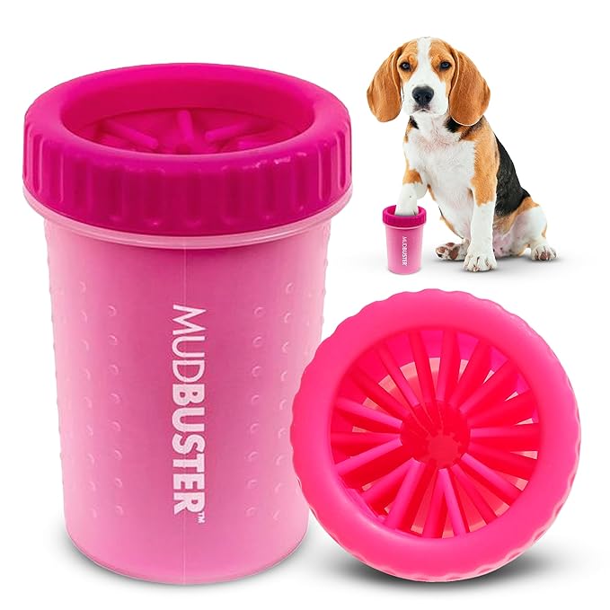 Dexas Pink Medium Dog Paw Cleaner, MudBuster - Premium Quality Pet Supplies and Dog Accessories for Dogs, Easy to Use, Mess Free, BPA Free, Patented Product-PawvioPets