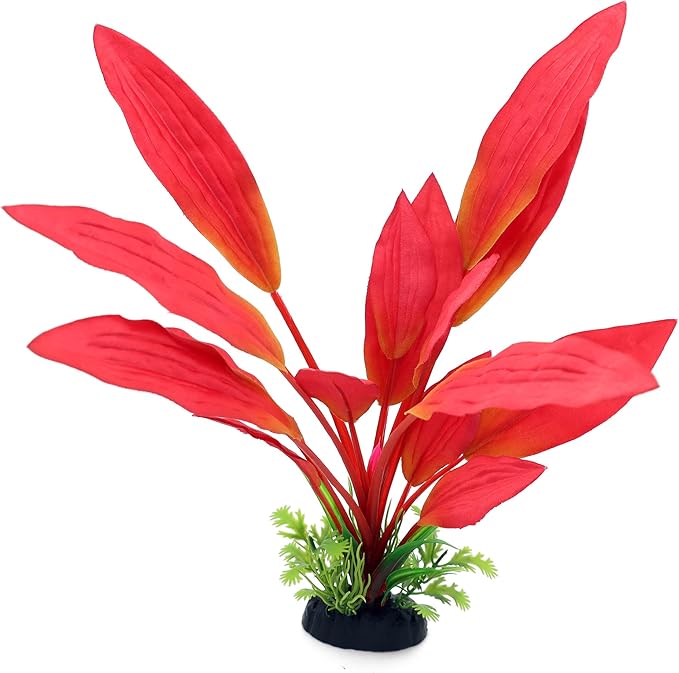ALEGI Silk Aquarium Plants, 12 Inch Artificial Silk Plants Decorations for Fish Tank,Aquarium Décor Plastic Plants (Red, 2 Pack)-PawvioPets