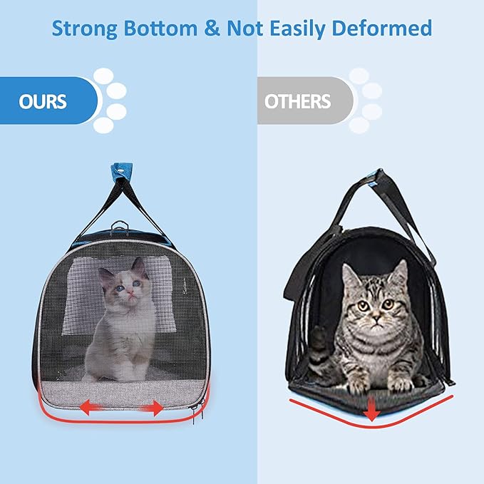 BurgeonNest Cat Carrier for Large Cats 20 lbs,Medium Pet Under 25 lbs,2 Puppy and Small Dogs with Unique Side Bag,Top Load Pet Carrier Soft-Sided Escape Proof with 4 Ventilated Windows-PawvioPets