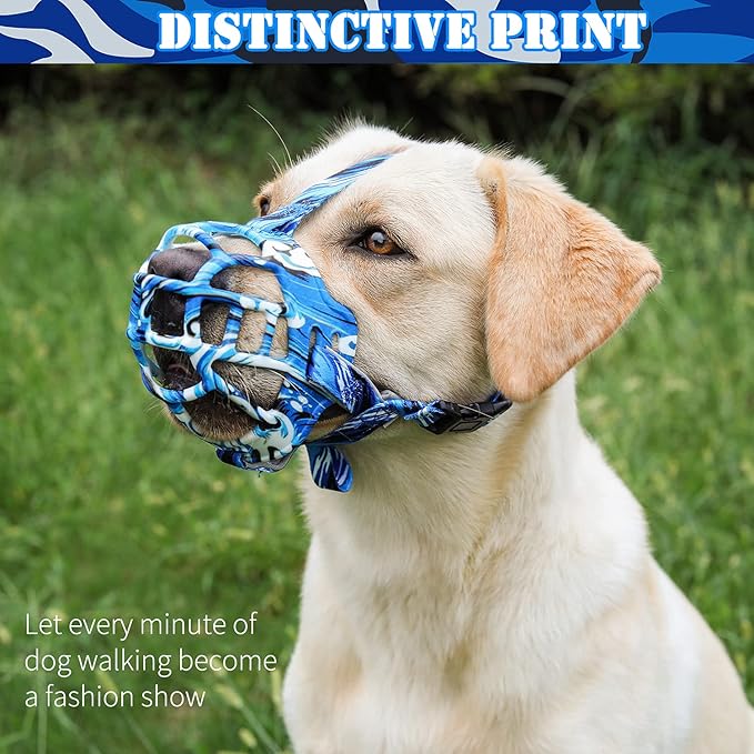 BARKLESS Dog Muzzle, Silicone Basket Muzzle for Small Medium Large Dogs, Soft Cage Mouth Cover Prevent Biting Chewing, Allow Drinking Panting, Suitable for German Shepherd-PawvioPets