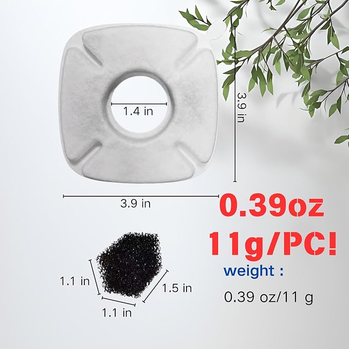 20 Pcs Cat Water Fountain Replacement Filters, Compatible With Veken 95oz/2.8L Cat Water Fountain,(Contains 10 Cat Fountain Filters and 10 Sponges)-PawvioPets