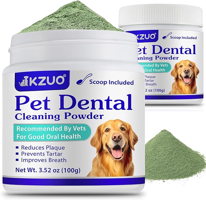Dog Teeth Cleaning Powder - Dog Dental Powder - Targets Tartar & Reduces Plaque & Bad Breath - Teeth Cleaning Made Easy Eliminate - Formulated for Small, Medium, Large Dogs (2PCS)-PawvioPets