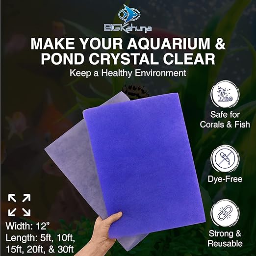 Big Kahuna Aquarium Filter Floss Rolls – 12-inch Pond and Aquarium Filter Media – 1-inch Thick Wet/Dry Aquarium Filter Pad – Bonded Filter Media Pad for Freshwater or Marine Aquariums, Ponds – 6ft-PawvioPets