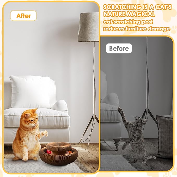 2 Pack Magic Organ Cat Toy Foldable Magic Organ Cat Scratching Board Reversible Infinity Style Magic Organ Cat Toy with 4 PCS Ball Cat Toys Interactive Indoor Cat Toys-PawvioPets