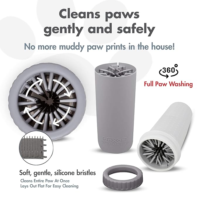 Dexas MudBuster Portable Dog Paw Cleaner, Premium Quality Large Gray Pet Accessory-PawvioPets