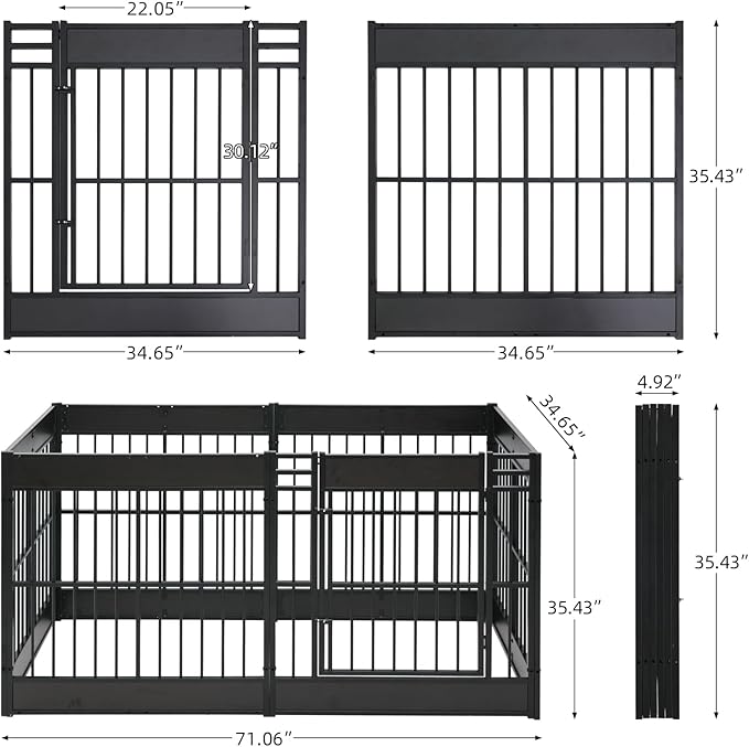 Dog Playpen, 35.4" Height Dog Pen Indoor, Heavy Duty, Safe and Sturdy, Furniture Style Puppy Pen-PawvioPets