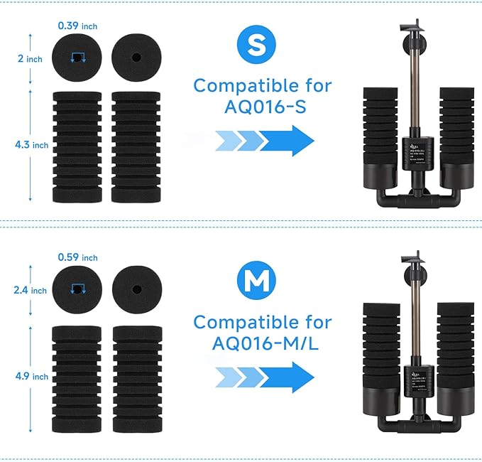 AQQA 4 Pack Aquarium Sponge Filter Replacement for AQ016-S-PawvioPets