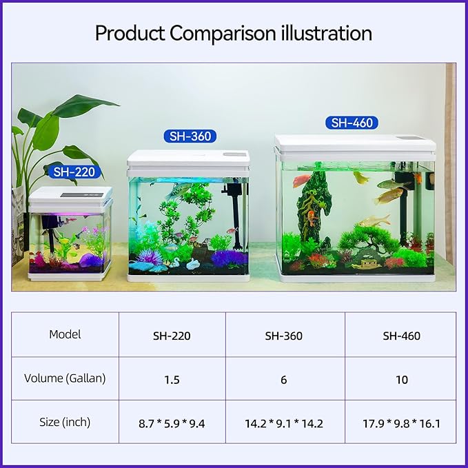 Beginner Betta Fish Tank Aquarium kit Intelligent Timed Shutdown, Seven LED Lights, Adjustable Brightness, High-Transparency Glass, Efficient Filtration Gallon (10 Gallon)-PawvioPets