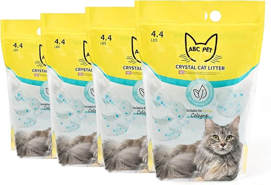 Cat Litter Crystals No Clumping Odor Control Kitty Litter Non-Clumping No scooping Low Dust, Low Tracking, Dehydrates Waste Cologne - 17.2 lbs (4 x 4.3 lb Packs)-PawvioPets