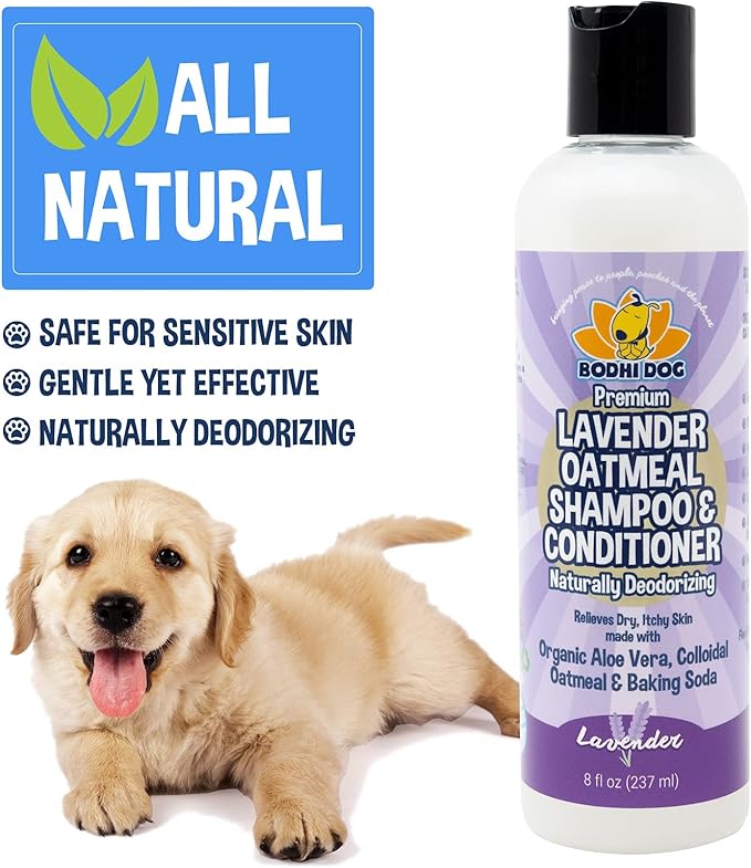 Bodhi Dog Premium Lavender Oatmeal Shampoo & Conditioner - Organic Formula for Dogs, Cats & Pets - Hypoallergenic, Soothes Dry, Itchy Skin & Supports Skin Health - Made in USA (8 Fl Oz)-PawvioPets