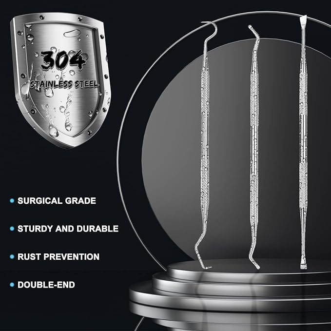 Dental Tools, 3 Pack Teeth Cleaning Tools Stainless Steel Dental Scraper, Pick Hygiene Set for Dentist, Personal Using, Family Oral Care, Pets, Cat, Dog - Tooth Tartar Plaque Scraper Remover-PawvioPets