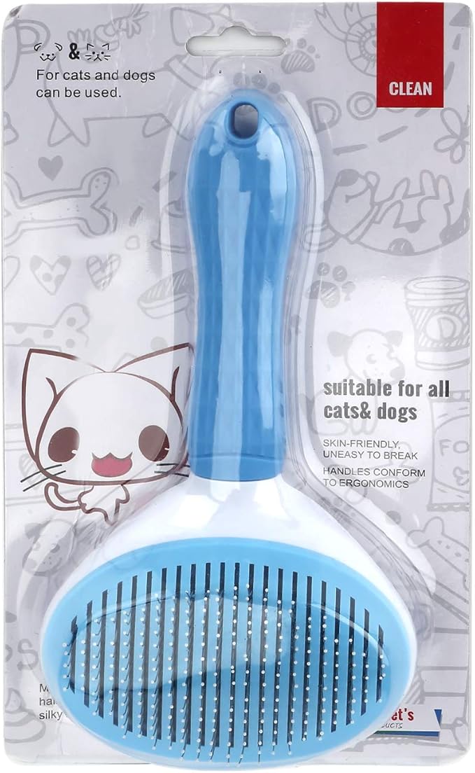 Depets Self Cleaning Slicker Brush, Dog Cat Bunny Pet Grooming Shedding Brush - Easy to Remove Loose Undercoat, Pet Massaging Tool Suitable for Pets with Long or Short Hair-PawvioPets